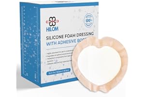 Hilom Silicone Foam Dressing 7x7 Inches with Adhesive Border (5 Pack) Waterproof Dressing | Moist to Heavily Draining Wounds Including Pressure Ulcer, Burns, or Lacerations | Latex Free