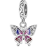 Doyafer Colorful Butterfly Pendant 925 Sterling Silver Charm Compatible with Women's Bracelet Necklace Pendant Gift for Friends