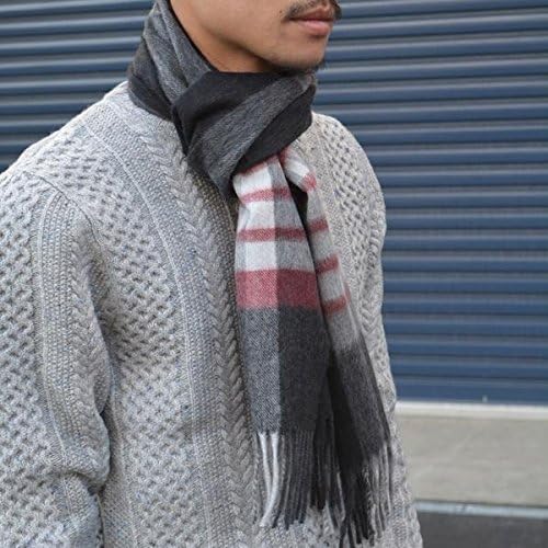 Amazon シップス メンズ Ships Begg For Ships ラムウール アンゴラ チェック マフラー ワイン One Size ストール マフラー 通販