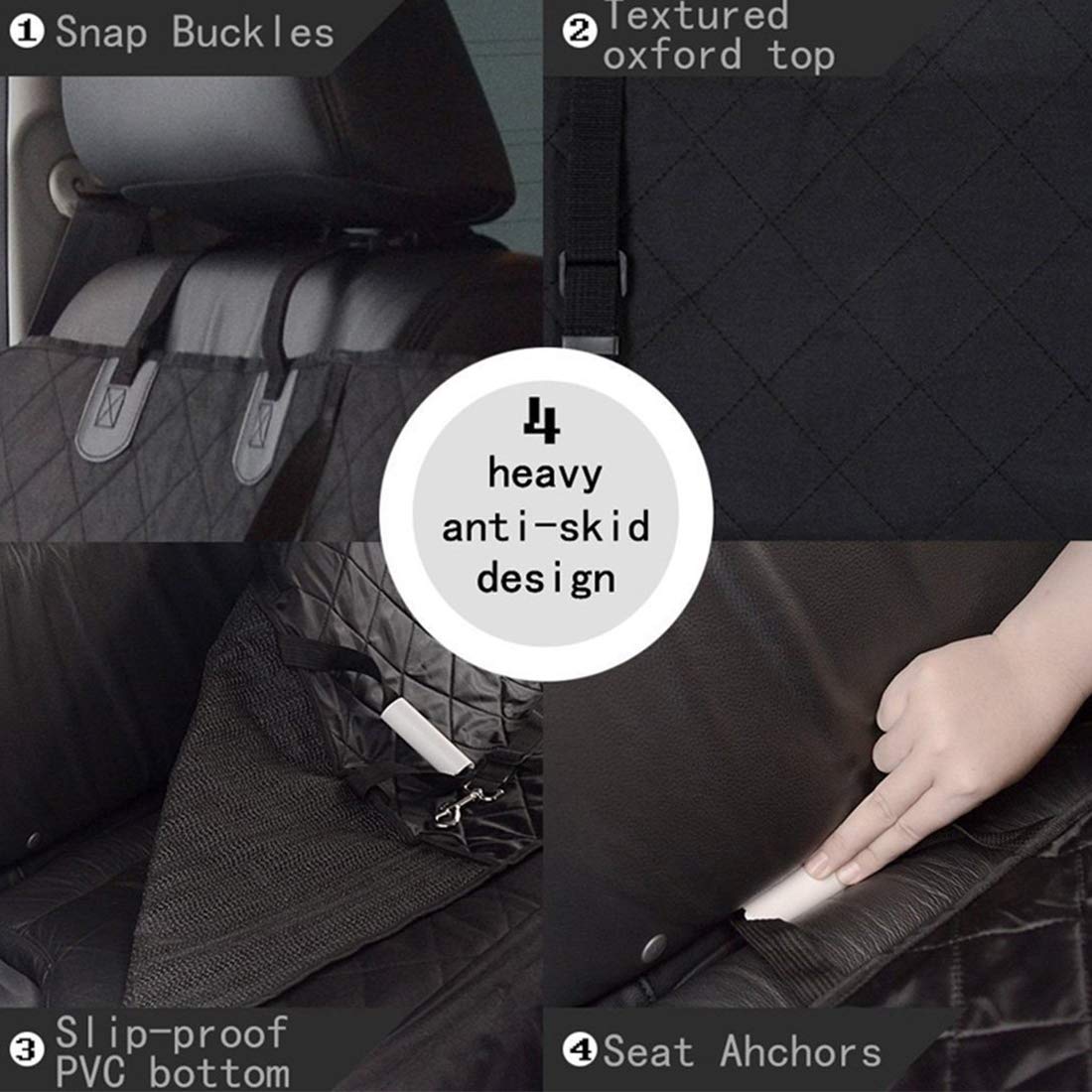Dog Car Seat Cover 2 in 1 Nonslip Scratch-proof Pets Seat Car Cover Non-Slip Waterproof Pets Travel Hammock Rear Seat Protector single front pet seat cover 105*50cm/41.33*19.68in for cars-Black