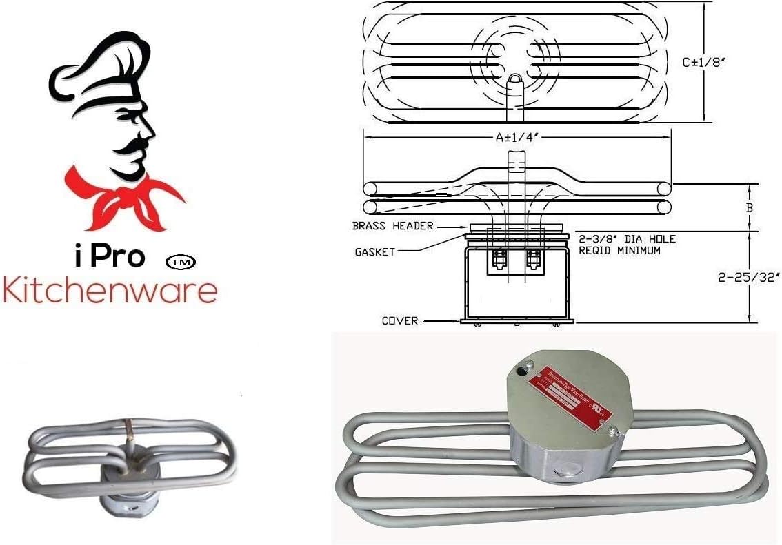 Steam Table and Buffet Table Electric Water Immersion Heater Element (6000Watt / 208Volt / 1Phase)