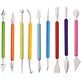 kiniza 9 Pieces Clay Sculpting Tools, Plastic Modeling Clay Tools for Kids，Double-Head Plastic Ceramic Pottery Tool Kit,Crafts Clay Modeling DIY Kit Cook Decorating Tools for Shaping and Sculpting