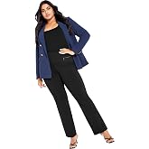Avenue Women's Plus Size Cool Hand Woven Straight Leg Pant Black