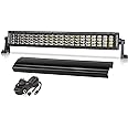 20Inch LED Light Bar 320W Off Road Driving Light Spot Flood Combo LED Work Light LED Fog Lights with Wiring Harness and Black Cover for Truck Pickup UTV SUV Bronco