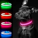 YFbrite Light Up Dog Collar Pink Medium Rechargeable LED Reflective Safety view 7
