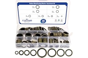 FSATNDE 150Pcs Metal Bonded Seal Washer Assortment Kit Bonded Washer 8 Sizes M6, M8, M10, M12, M14, M16, M18, M20