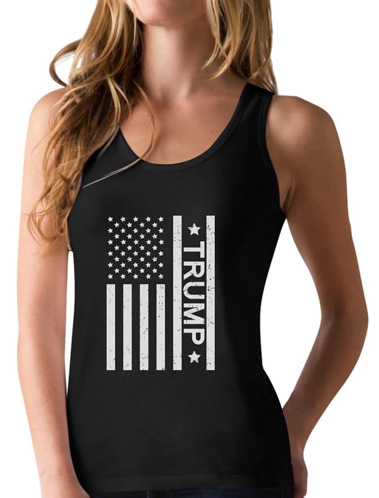 Donald Trump 2020 Tank USA Flag Patriotic Americana Racerback Tank Top