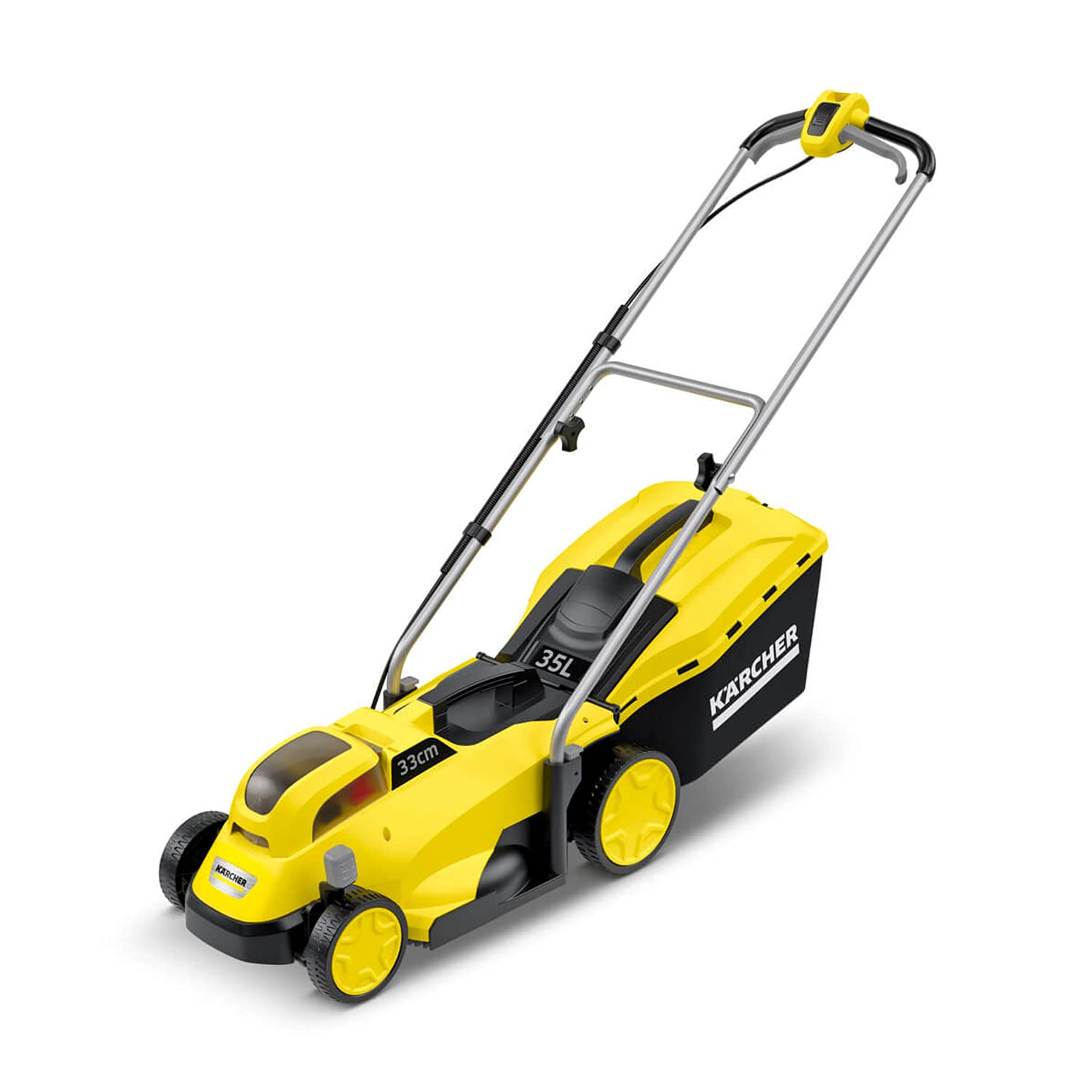Kärcher 18v Lawn Mower LMO 18-33, Cutting Width: 33cm, Adjustable Cutting Height: 35-65mm, Mulching Plug, 35L Catcher Box, Compatible 18v Battery, Performance: Max. 250m², Without Battery