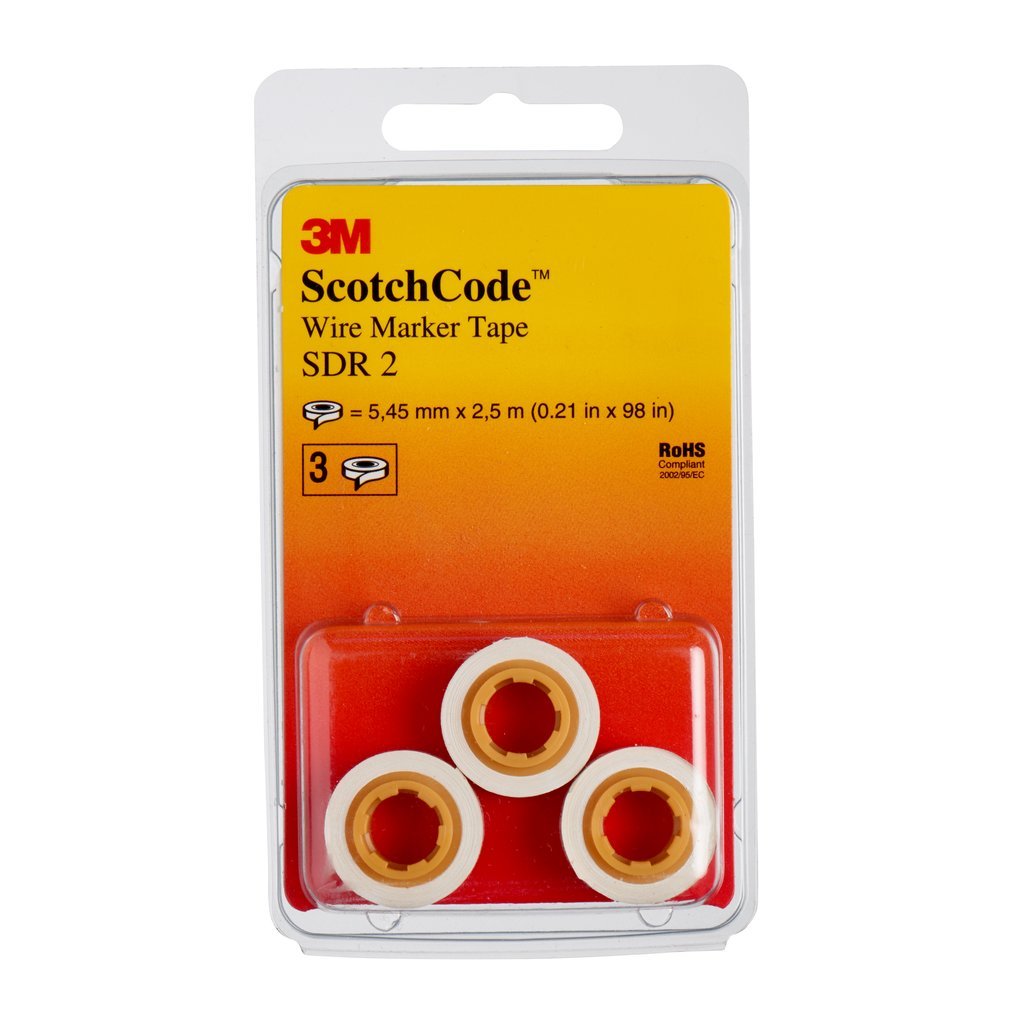 3M ScotchCode SDR-2 Cable Marker Refill Reels Number 2 (Pack of 3)