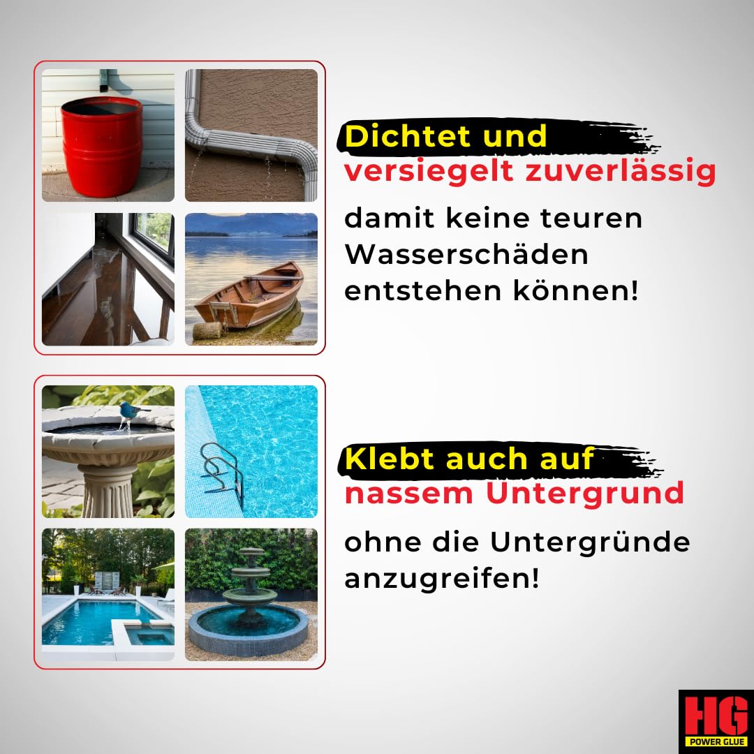 HG POWER GLUE V13 Ultra Hochleistungs-Montagekleber und Dichtstoff extra stark, Kraftkleber für außen und innen, Kleber mit super starker Anfangshaftung, enorme Endfestigkeit, Kartusche 440g weiß 3