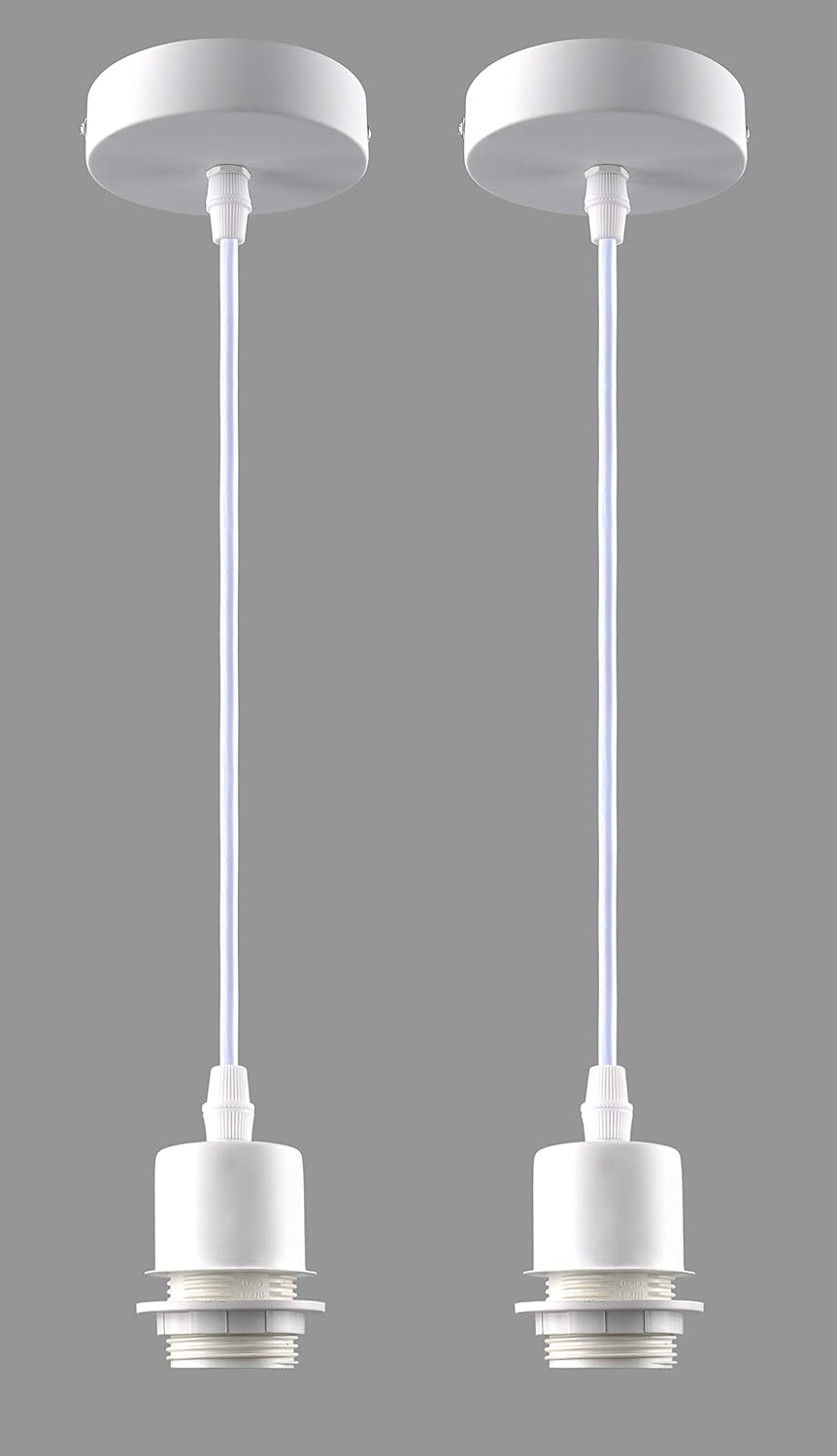 Vintage E27 Screw Lamp Holder,2 Pack White Ceiling Rose, Ceiling