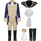 Cabeny George Washington Costume Kids Founding Fathers Cosplay Outfit Hamilton Colonial Uniform Boys Halloween School Party