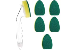 Dish Wands with Replacement Heads, Dish Wands Sponge Kit with 6 Refill Replacement Sponge Heads and 1 Wand Handle for Kitchen