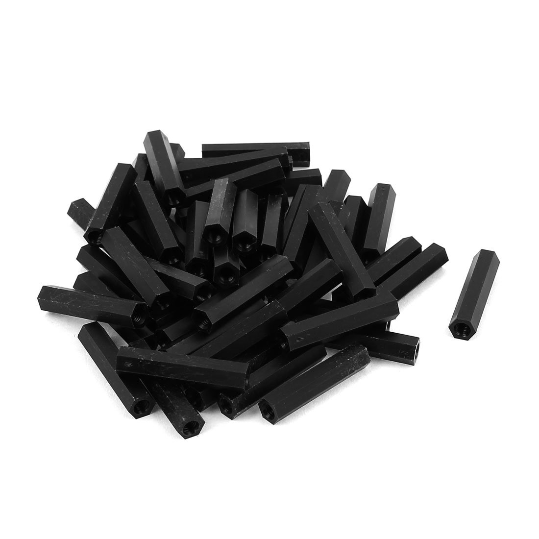 Uxcell a15062200ux0547 Nylon Hex PCB Spacer Standoff Pillar Female Screw Nut, 50 Piece, M4 x 40 mm, Black