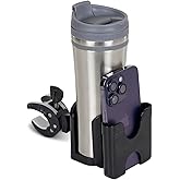 Vive Wheelchair Cup Holder with Phone Holder - Accessories Attachment for Stroller, Folding Walker, Rollator, Electric Power Wheel Chair, Scooter, Golf Cart - Portable Clamp On Drink Holder