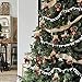 Kyatti 6ct Rustic Christmas Tree Ornaments Natural Burlap Country Xmas Hanging Decorations Stocking Glove Tree Bell Star Heart with Deer Head Pine Cones Black-Red Plaid Ribbon for Holiday Party Decor