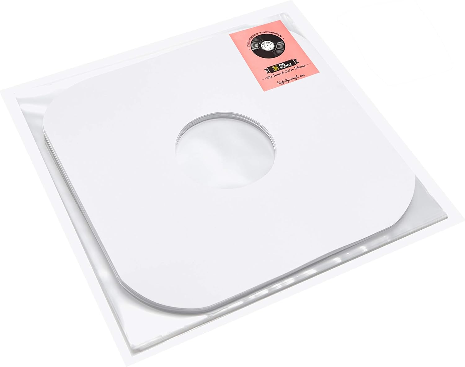 BIG FUDGE Vinyl Record Album, 12 inch 50 Plastic Inner & 50 Paper Outer Sleeves, Anti Static Crystal Clear Covers for Records