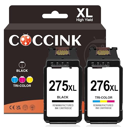 Economink 2-Pack PG-275XL / CL-276XL Ink Cartridges – Remanufactured For Canon PIXMA TS3500, TS3522, TR4700 Series