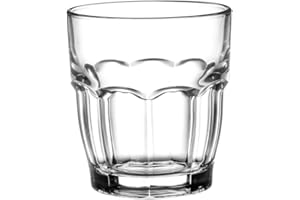 Bormioli Rocco Rock Bar 7.25 oz. Juice Stackable Tempered Beverage Glasses for Cold Drinks, Water, and Cocktails, Set of 6, Clear