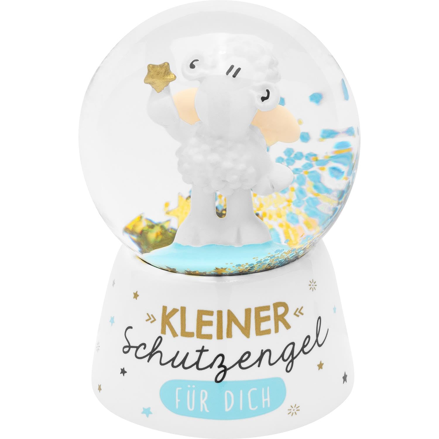 Sheepworld Dream globe with small guardian angel motif, snow globe with glitter, height 6.5 cm, gift Christmas, Silvster, communion, christening, 48978