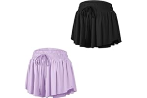ZOGCOWY 3 Pack Butterfly Flowy Shorts Skirts for Girls Tennis Cheer Stuff Athletic Preppy Running Sports Skirt for Teen Girls