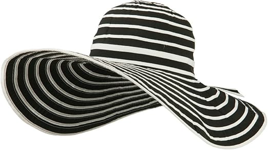 black and white striped sun hat