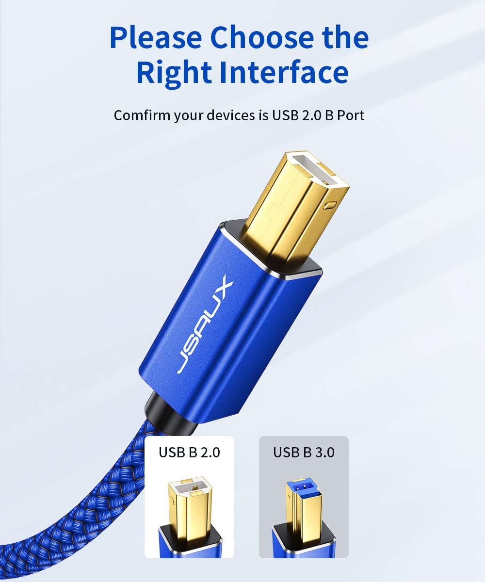 Printer Cable, JSAUX 6ft USB 2.0 Type A Male to B Male Printer Scanner Cord High Speed Compatible with HP, Canon, Dell, Epson, Lexmark, Xerox, Samsung and More (Blue): Industrial & Scientific
