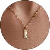 BSGRL Gold Necklace for Women- 14K Gold Plated Dainty Cross Flower Bow Italian Horn Animal Boot Sea Beach Necklace for Women