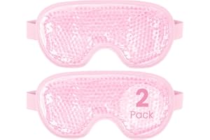 NEWGO Cooling Eye Mask 2 Pack Cold Gel Eye Mask for Eye Puffiness, Tired Eyes, Migraines, Stress, Itchy Eyes, Eye Lid Surgery, Eye Relief Mask for Sleeping, Skin Care, Eye Spa - Pink