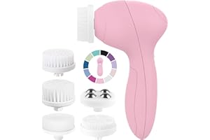VISOFO Face Scrubber | Facial Cleansing Brush Exfoliator Skin Care Products Beauty Products Powered Electric Wash Exfoliating Spin Cleanser Cleaning Scrub Including 7 Heads (Rose Quartz)