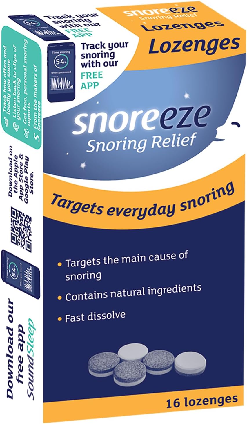 Snoreeze Anti-Snoring Lozenges Mint Pack of 16 - Tones & Lubricates Dry Throat
