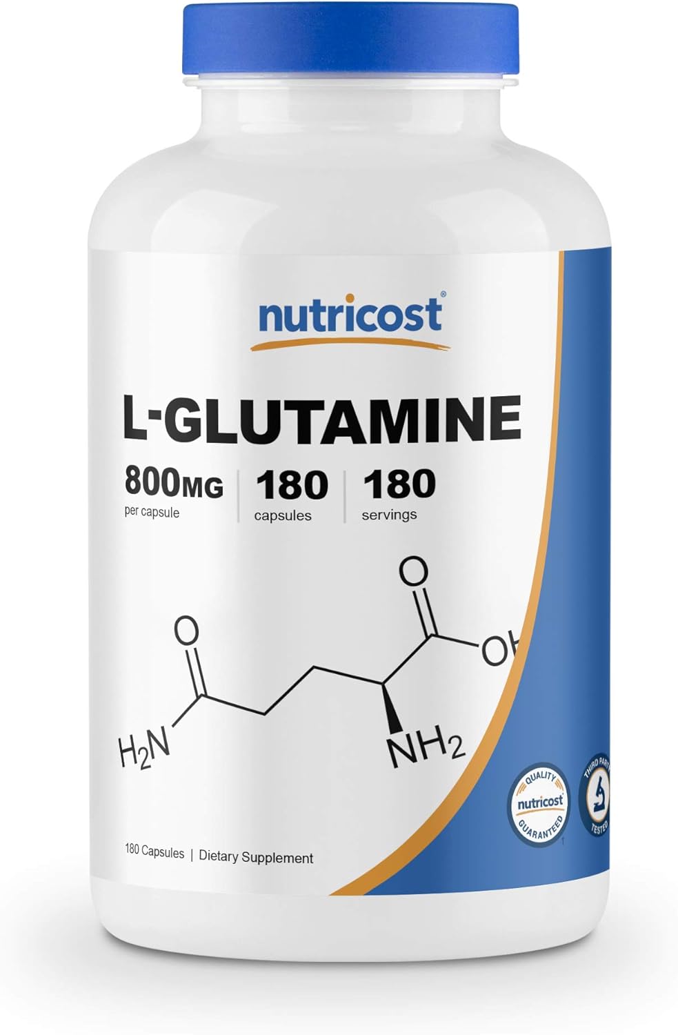 Nutricost L-Glutamine 800mg, 180 Capsules - Gluten Free, Non-GMO