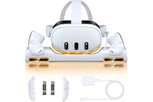 AXYBCOOL Charger Station for Meta Quest 3,Fast Magnetic Charging Dock Compatible with Oculus Meta Quest 3 VR Headset and Controllers,with 2 Rechargeable Batteries, USB-C Charger and Cable ps 3 charger