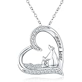 JUSTKIDSTOY Sterling Silver Mom Necklace Mama Bear Pendant Necklace Jewelry for New Mom Grandmother Women