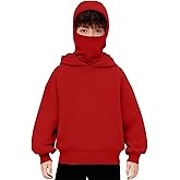 Balaclava Hoodie for Boys Girls Kids Windproof Ski Mask Hoodies Oversized Full Zip Sweatshirt Jacket with Pockets