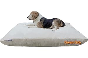 Dogbed4less Do It Yourself DIY Pet Bed Pillow Duvet Suede Cover + Waterproof Internal case for Dog/Cat at Large 48"X29" Khaki Color - Covers only