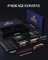 BOCIYER Samurai Fountain Pen Set with Titanium Tip Bent Nib 8 Cartridges Dark view 2
