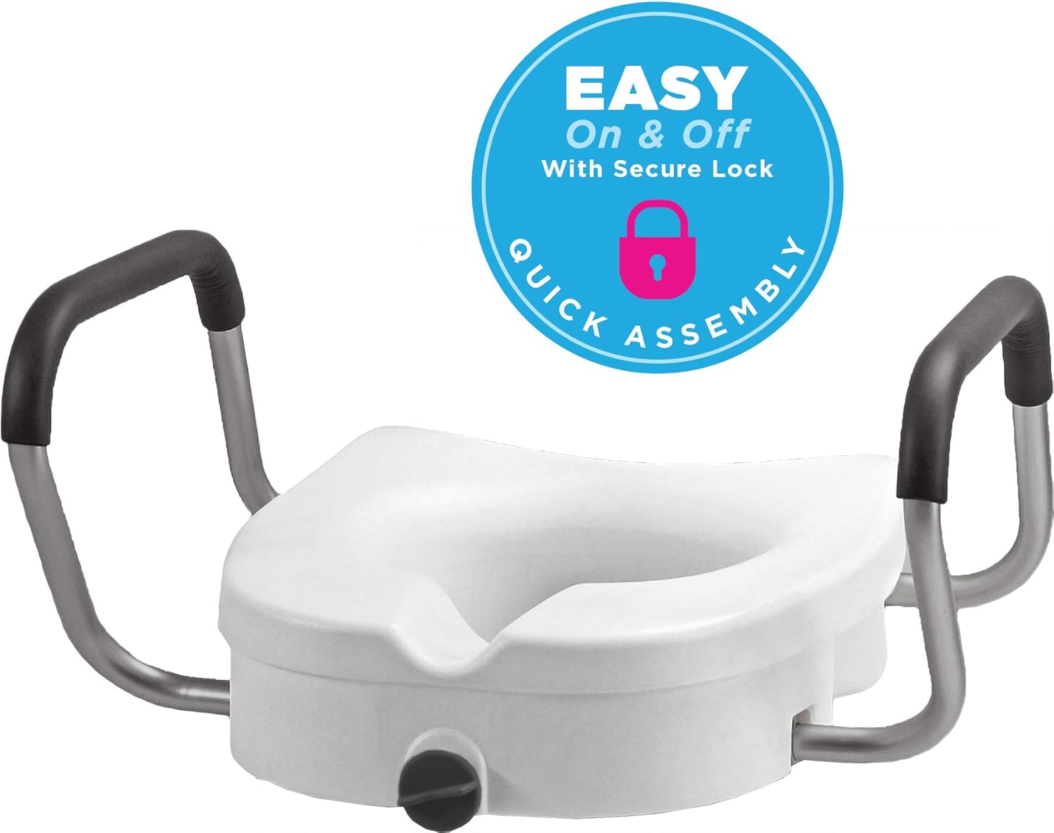 NOVA Medical Products NOVA Elevated Raised Toilet Seat with Removable, Adjustable Padded Arms, 20” Width Between Arms, Locking, Easy On and Off, for Standard and Elongated Toilets, White: Health & Personal Care