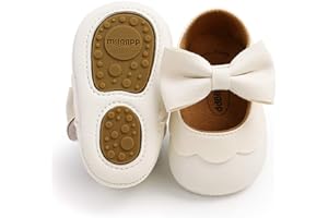 LAFEGEN Baby Girls Mary Jane Flats with Bownot Non Slip Soft Sole PU Leather Newborn Infant Toddler First Walker Cirb Dress Shoes