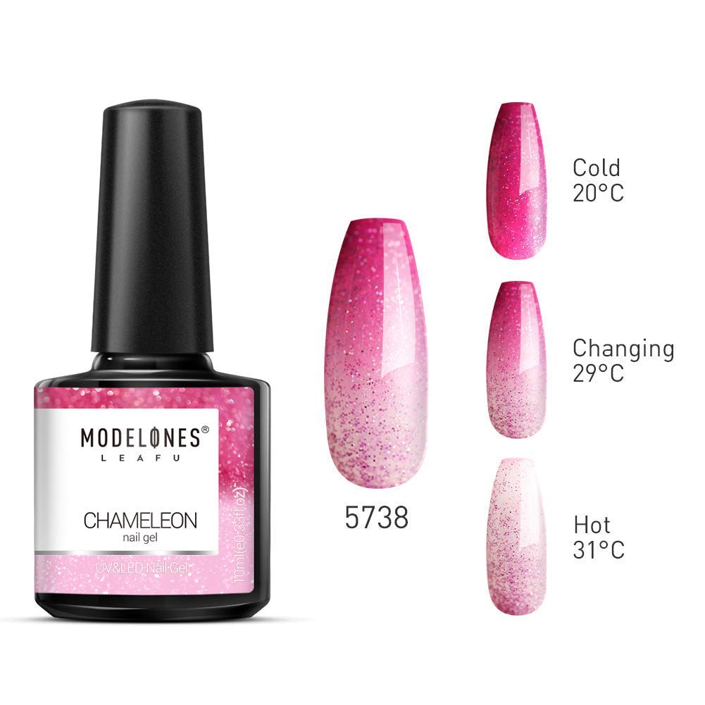 Modelones Mood Gel Nail Polish - Color Changing Gel Nail Polish Set- Red Glitter Gel Polish- Soak Off Gel Nail Polish Manicure- 6 Colors 0.33 OZ 10 ML with Gift Box for Nail Art DIY at Home : Beauty