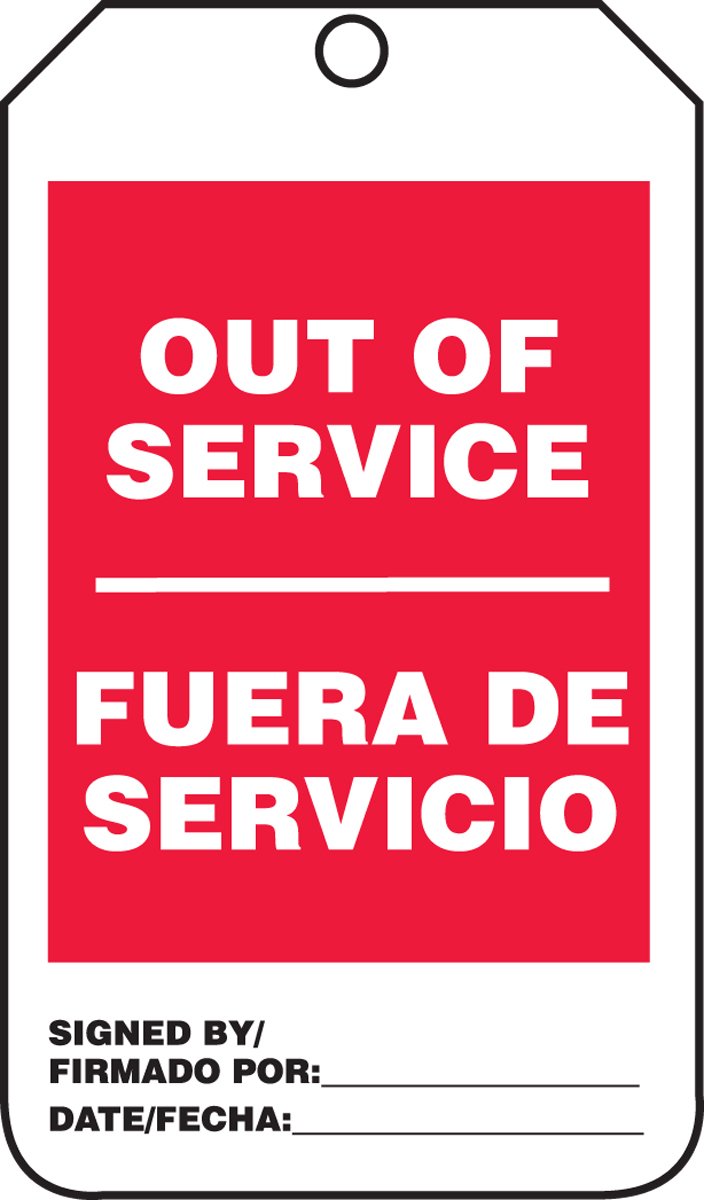 Accuform Signs TSP505CTP Spanish Bilingual Status Record Tag, Legend