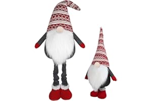 D-FantiX Large Standing Christmas Gnomes, 40 Inch Swedish Tomte Large Gnome Stuffed Plush with Retractable Spring Legs Knitted Hat Scandinavian Christmas Decorations Ornaments Holiday Home Decor