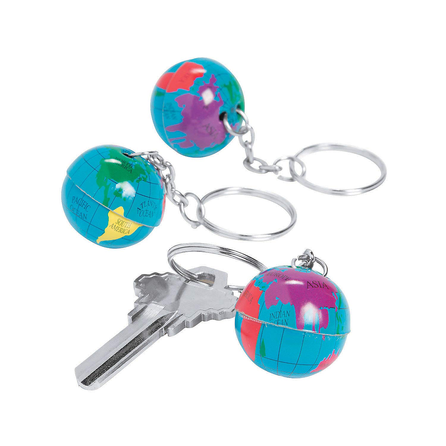 Photo 1 of Fun Express World Globe and Map Key Chains - VBS Vacation Bible School Supplies/Decor (Bulk 144 pieces)