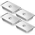 VEVOR 4 Pack Hotel Pans, Full Size Anti-Jam Steam Pan with Lid, 0.8mm Thick Stainless Steel Steam Table Pan, 4-Inch Deep Comm