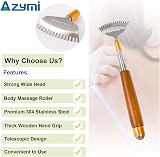 Azymi Telescopic Back Scratcher Wooden Handle Steel Claw Massager view 3