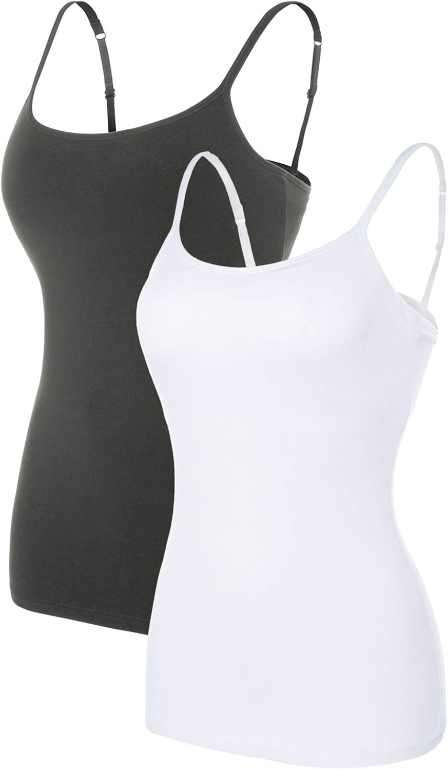 beautyin Women's Cotton Camisole with Shelf Bra Adjustable Spaghetti Strap Tank Top Cami Tanks at  Women’s Clothing store