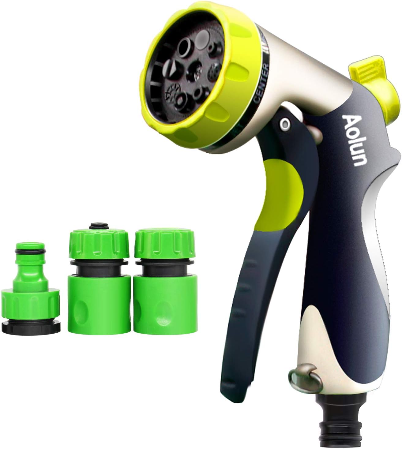 Garden Hose Nozzle,High Pressure Spray Water Gun with 8 Adjustable Spraying Patterns,Easy Flow Control Setting and Ergonomic Trigger for Watering Lawn,Car Washing,Pet Bathing, Plant Watering and More