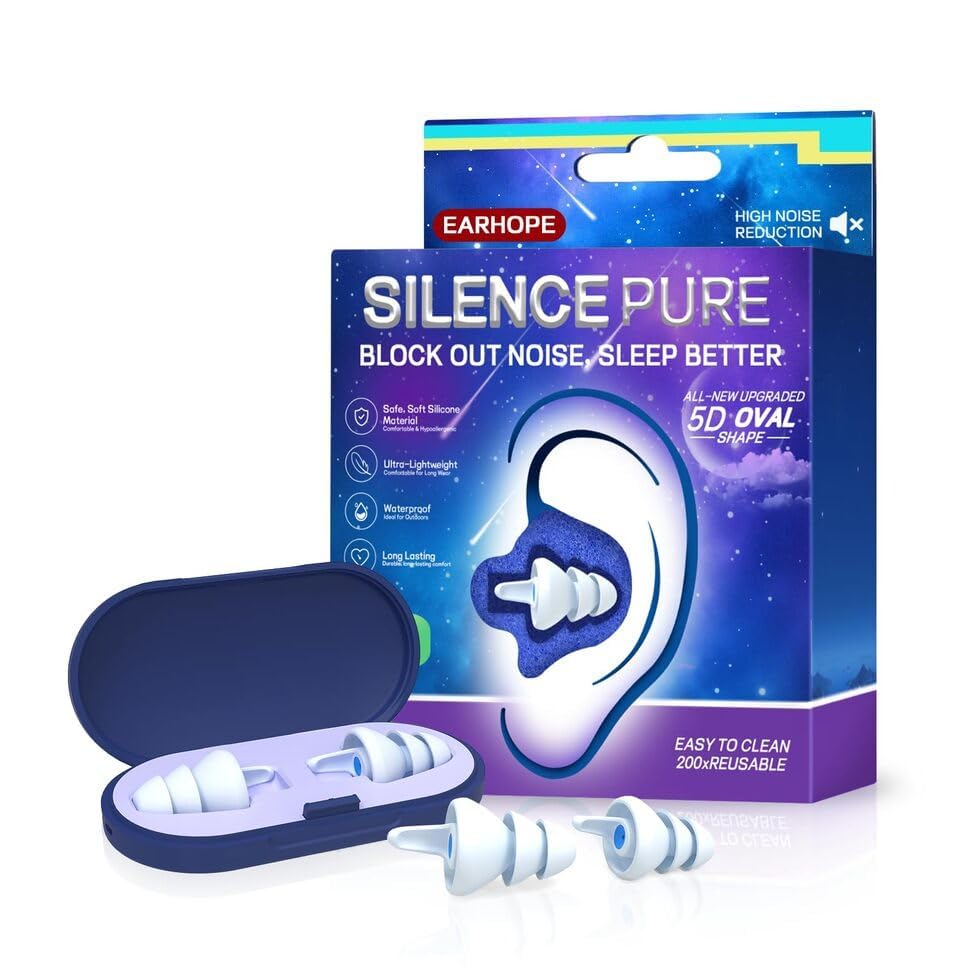 Photo 1 of 2 Pairs Ear Plugs - Soft Silicone Ear Plugs for Noise Reduction (35dB) 3D Oval