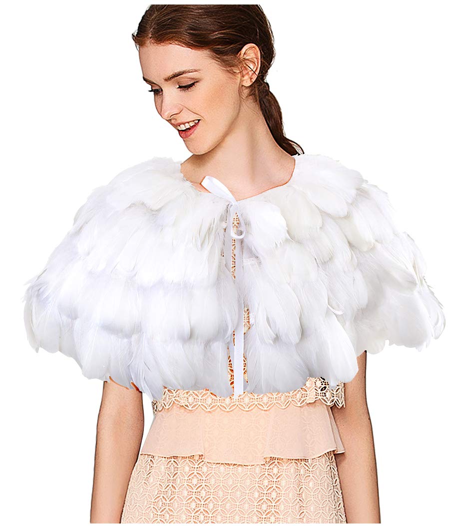 Zakia Gothic Victorian Fashion Feather Shrug Shawl Halloween Wedding Poncho Costume Zakia Gothic Victorian Fashion Feather Shrug Shawl Halloween Wedding Poncho Costume