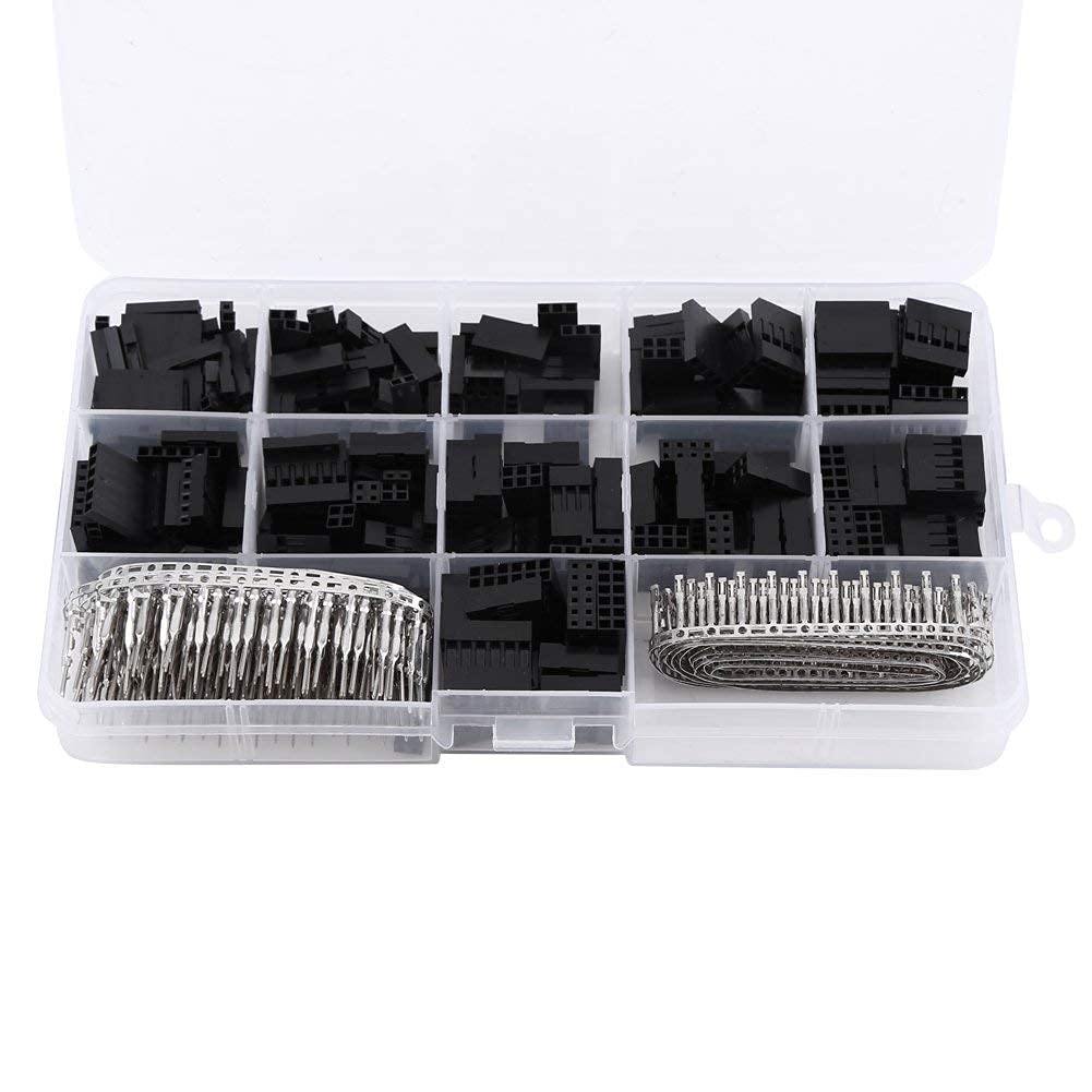 620Pcs 2.54mm Jumper Wire Cable Pin Header Connector Housing Kit Male/Female Crimp Pins with Clear Box